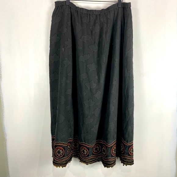 Chico's BOHO Leaf Sequin Embroidered Artsy Art To Wear Maxi Skirt Size 2 (Large) - Picture 1 of 5